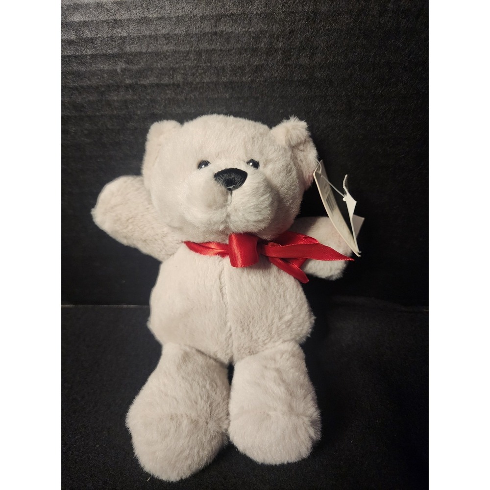 Ganz Truffles Teddy Bear Plush Stuffed Animal Red Ribbon Gray HX11082 NWT 7 Inch